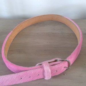 Pink Cowhide belt real fur